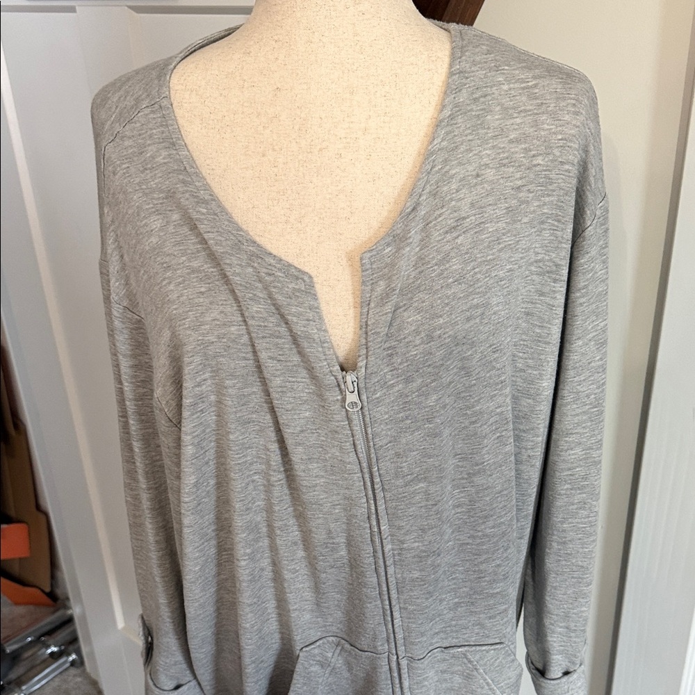 Gray Women's Robe with Zipper Back - Picture 2 of 6